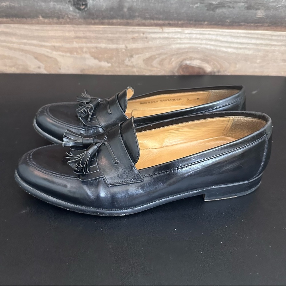 Mezlan Santander Kiltie Tassel Loafers Men's Dress Shoes Size 9 M Leather Black